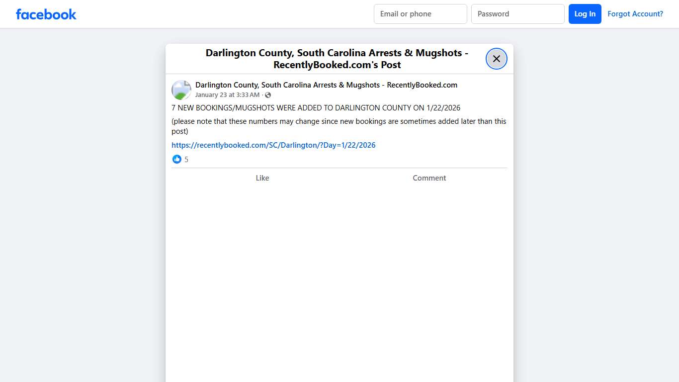 7 NEW BOOKINGS/MUGSHOTS WERE ADDED TO DARLINGTON COUNTY ON 1/22/2026 (please note that these numbers may change since new bookings are sometimes added later than this post)... - Darlington County, South Carolina Arrests & Mugshots - RecentlyBooked.com Facebook